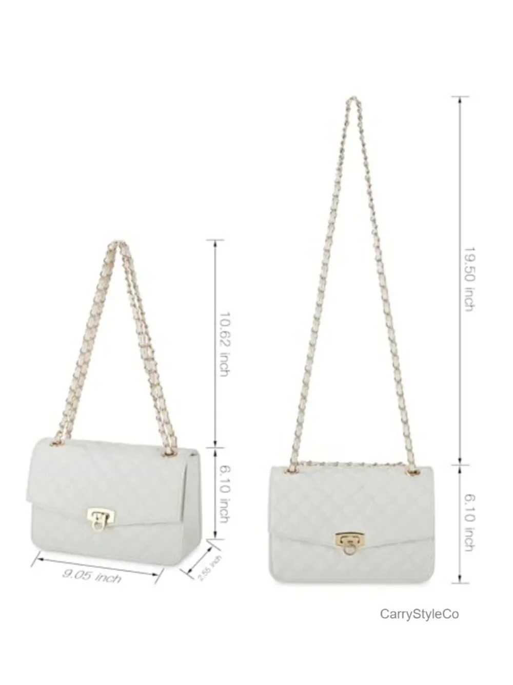 Quilted Faux Leather Chain Strap Crossbody Bag for Women
